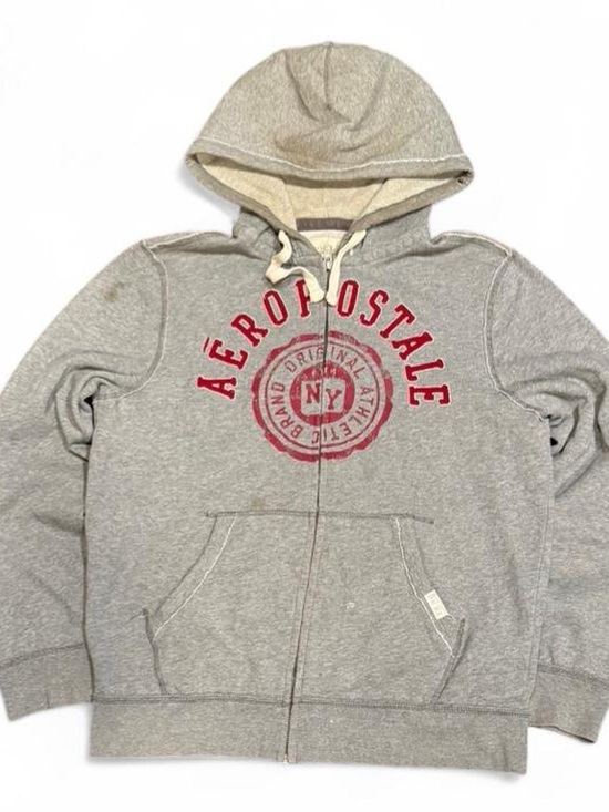 Aeropostale Other - Y2K Aeropostale Logo Distressed Grey Zip Up Hoodie